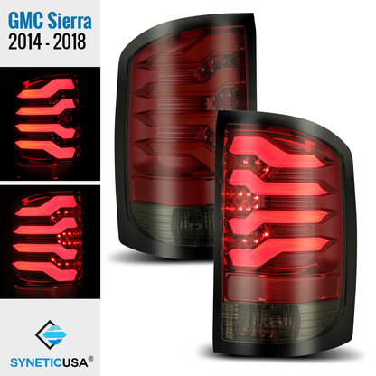 2014-2018 GMC Sierra LED Tail Lights Optic-Style Red Smoke