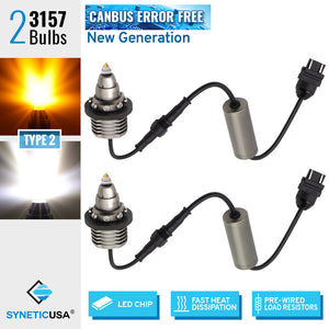 Bullet-Shaped CANBUS Error Free LED Turn Signal Bulbs 3157 7443 1157 Detachable