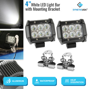 2pcs High Power 18W 4" LED Spot Light w/ Adjustable Mounting Brackets