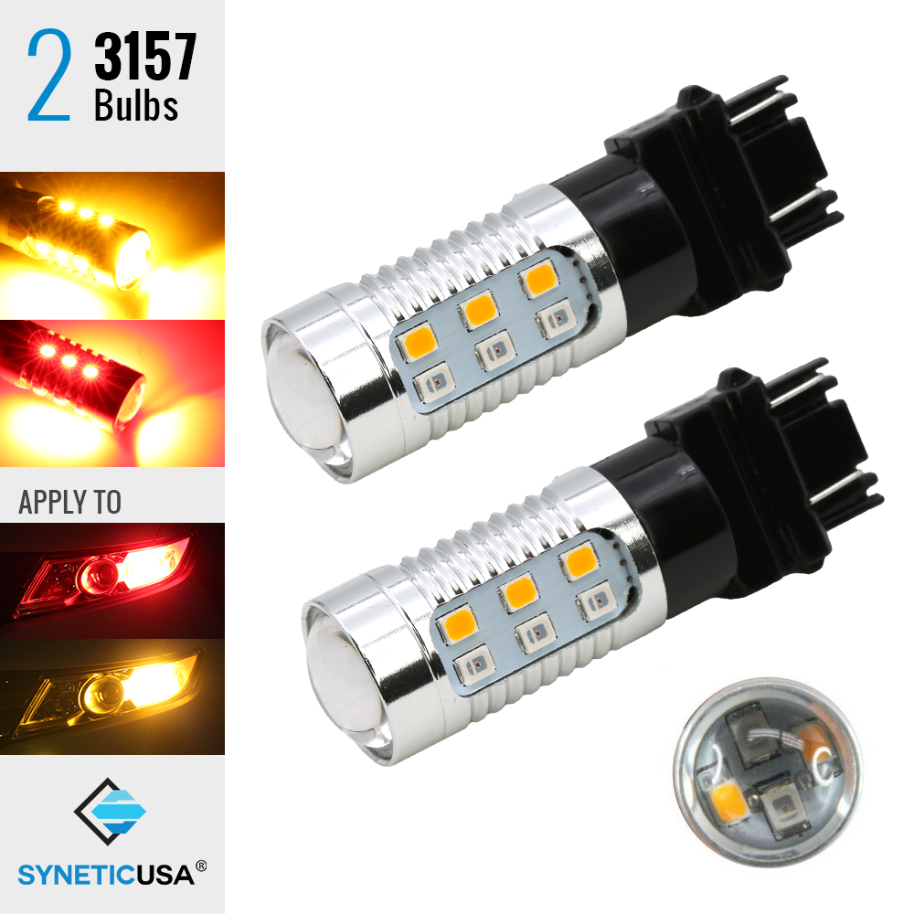 Type 1 Switchback Dual Color Red/Amber DRL Turn Signal Parking LED Light Bulbs