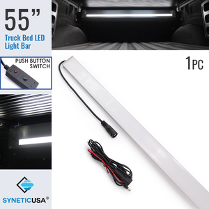 55" LED Pickup Truck Bed Light Bar, 6000K White, Button Switch Harness