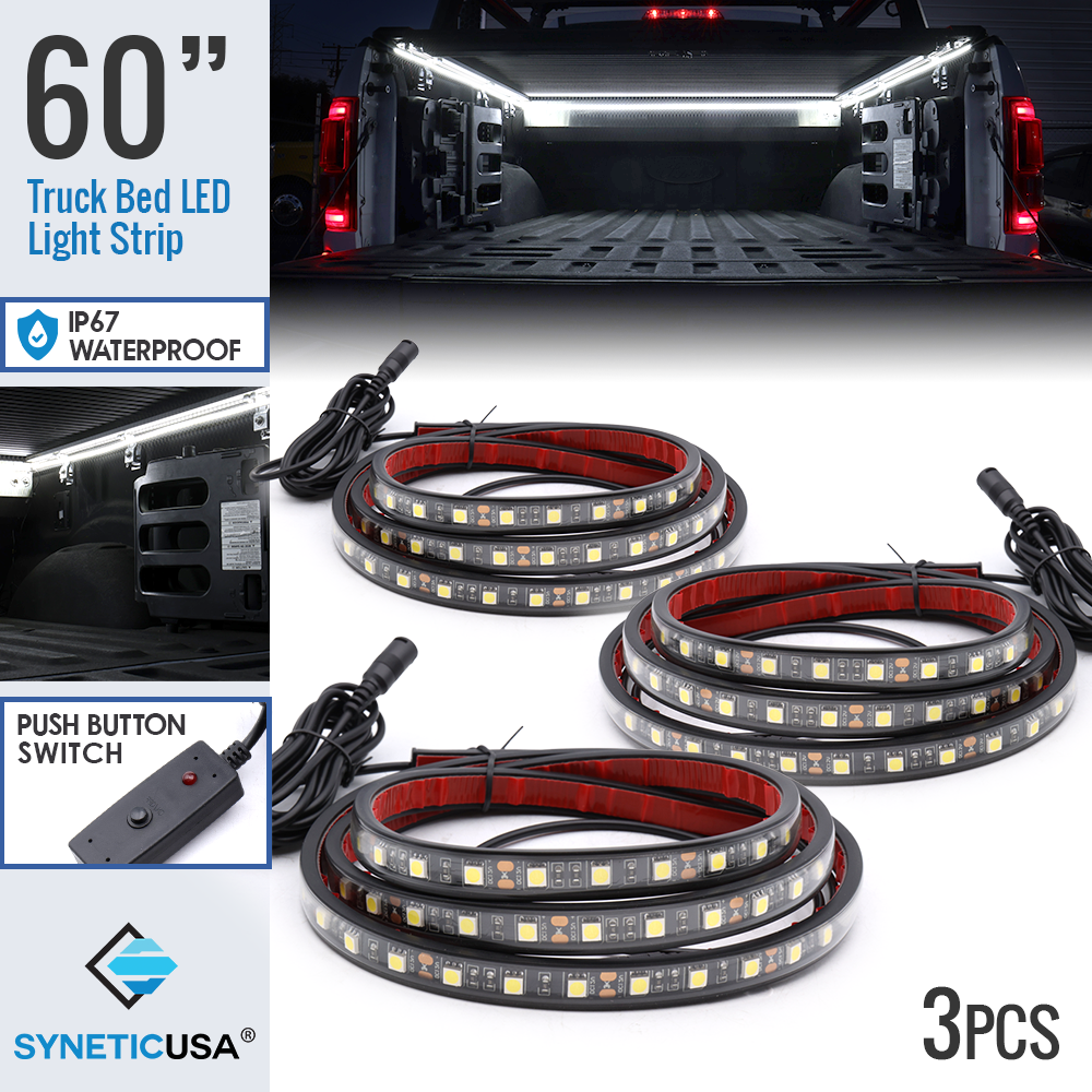 3pcs 60" LED Pickup Truck Bed Light Strips, 6000K White