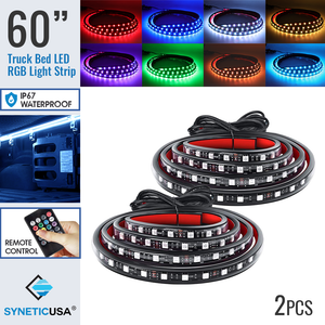 2pcs 60" LED Pickup Truck Bed Light Strips, RGB Bluetooth Remote Control