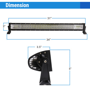 32"-52" Triple Row LED Curved/Straight Working Light Bar, Flood Spot Combo Beam, 6000K Waterproof Fog Lights