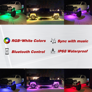 6 Pcs LED Rock Light Kit Underglow RGB+White Bluetooth Control