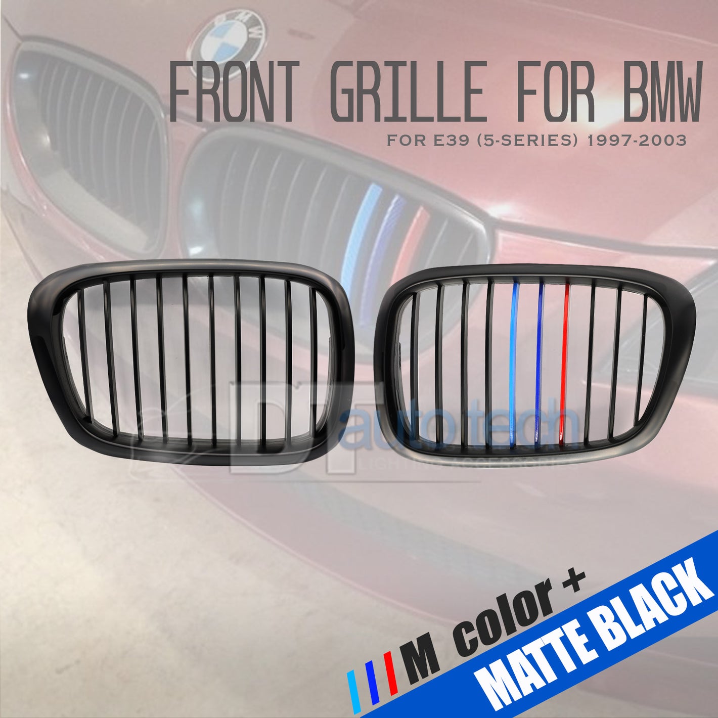 ///M 2pcs BMW Color Front Kidney Grill Matte Black