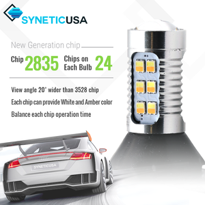 24-LEDs Built-in Resistors White/Amber Switchback Front Turn Signal All-in-One Light Bulbs